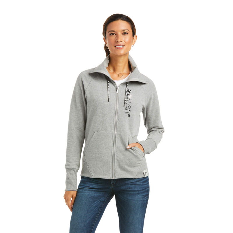 Sudaderas Ariat Team Logo Full Zip Gris Mujer - Chile 195-HYLQSZ